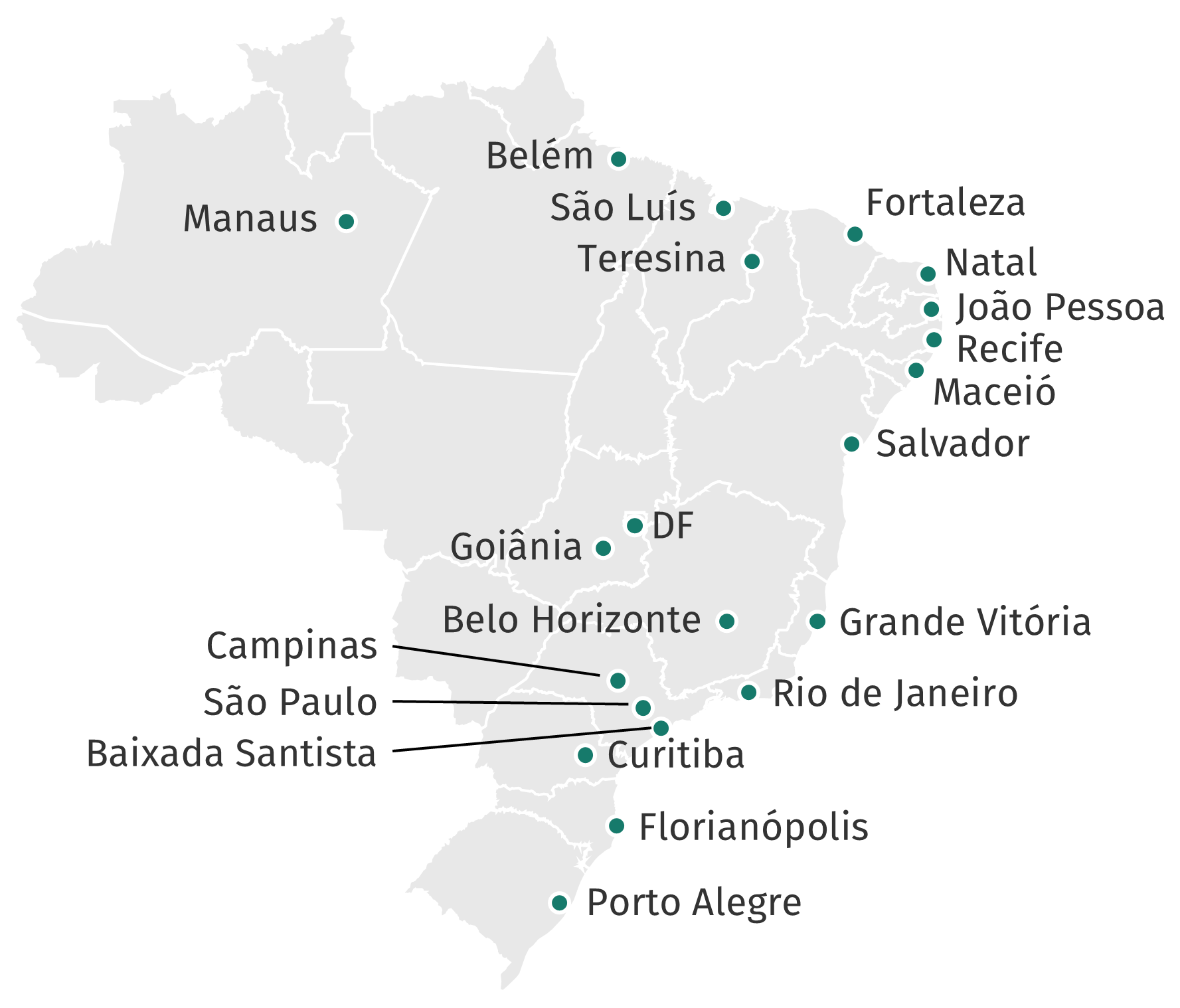 Mapa de abrangência